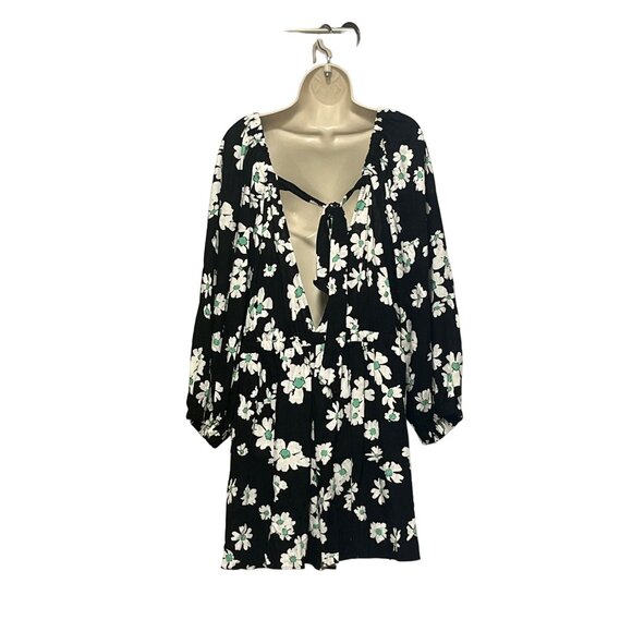 TopShop Elasticated Channel Long Sleeve Romper In Multi Floral, XL - Picture 4 of 13